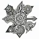 Cyber tribal tattoo include the number 8 tattoo design idea