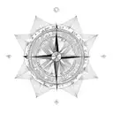 point of compass with five astrological symbols tattoo design idea