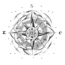 point of compass with five astrological symbols tattoo design idea