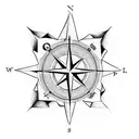 point of compass with five astrological symbols tattoo design idea