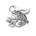 samurai frog riding a koi tattoo design idea