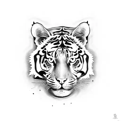 Cat with tiger lily tattoo design idea