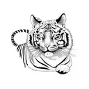 Cat with tiger lily tattoo design idea