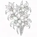 flower bouquet iris columbine larkspur gladiolus flower intertwined tattoo design idea