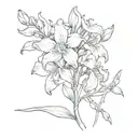 flower bouquet iris columbine larkspur gladiolus flower intertwined tattoo design idea