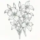 flower bouquet iris columbine larkspur gladiolus flower intertwined tattoo design idea