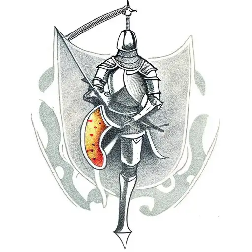 Medieval knight on horse tattoo design idea