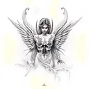 lágrima de lucifer con angel caído  tattoo design idea