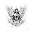 lágrima de lucifer con angel caído  tattoo design idea