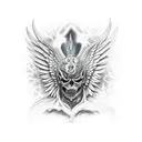 lágrima de lucifer con angel caído  tattoo design idea