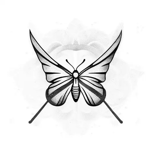 A bartender mixing a cocktail with a butterfly-shaped shaker tattoo design idea