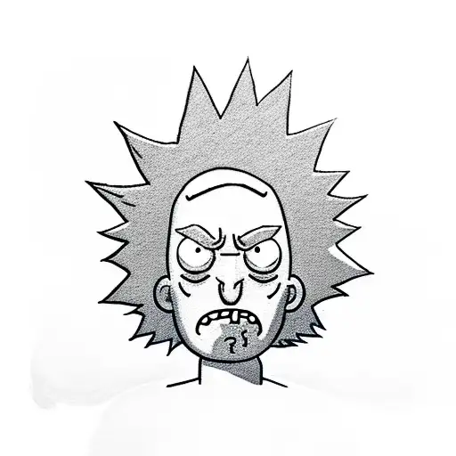 black minimalistic Lemon in Rick and morty Cartoon look  tattoo design idea