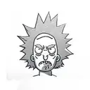 black minimalistic Lemon in Rick and morty Cartoon look  tattoo design idea