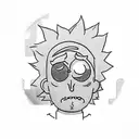 black minimalistic Lemon in Rick and morty Cartoon look  tattoo design idea