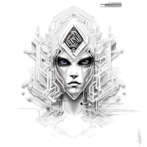 Um escrito cyber tribal da palavra "Whore" tattoo design idea