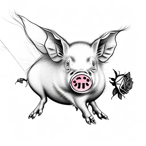 bukitattoo:flying-pig-hat-pig