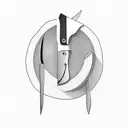 A chef's knife surrounded by various herbs and spices tattoo design idea