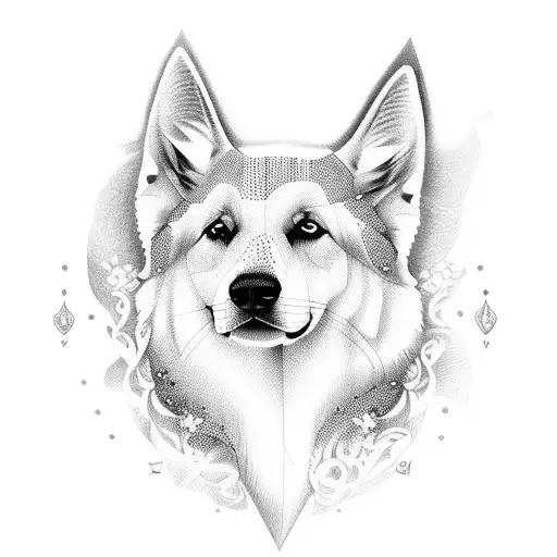 big white swiss shepherd tattoo design idea