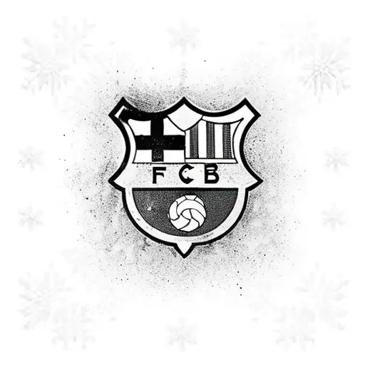 A new-school style tattoo of the FC Barcelona logo with a snowy background tattoo design idea