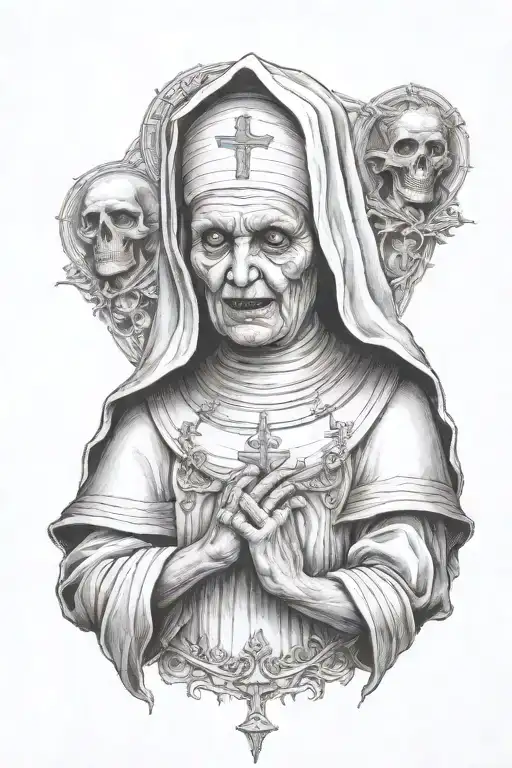 evil nun tattoo design idea