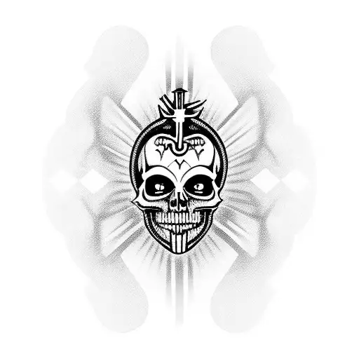 Sacred Heart skull ethereal cyber inspired tattoo design idea