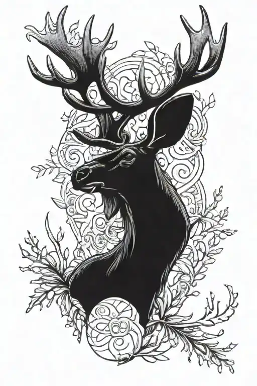 moose antlers tattoo design idea