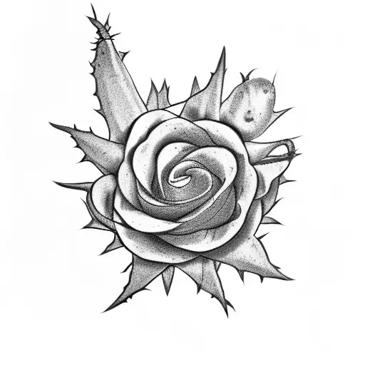 Tudor rose and Scottish thistle entwined tattoo design idea