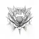 Tudor rose and Scottish thistle entwined tattoo design idea