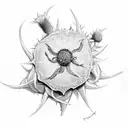 Tudor rose and Scottish thistle entwined tattoo design idea
