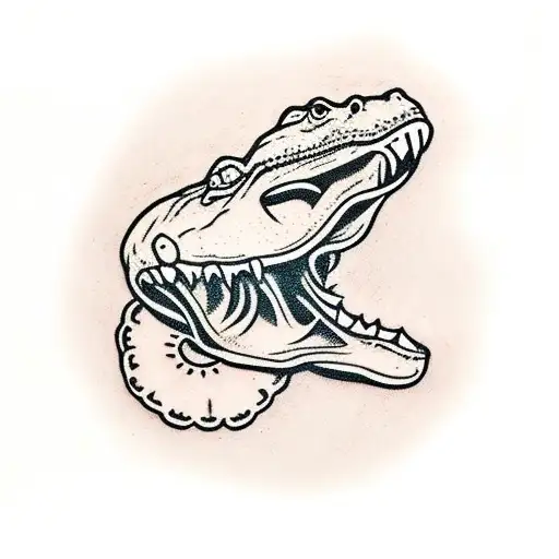 alligator skull and orange blossom tattoo design idea