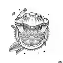 alligator skull and orange blossom tattoo design idea