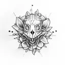 alligator skull and orange blossom tattoo design idea