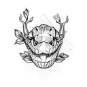 alligator skull and orange blossom tattoo design idea