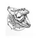 alligator skull and orange blossom tattoo design idea