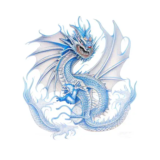 blue eyed dlasian dragon tattoo design idea