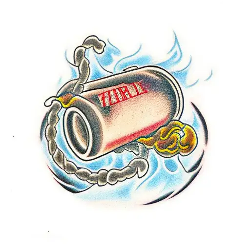 whiskey bottle with flames tattoo design idea