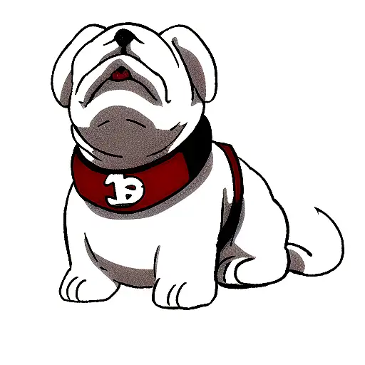 MVP white bulldog with red collar tattoo design idea