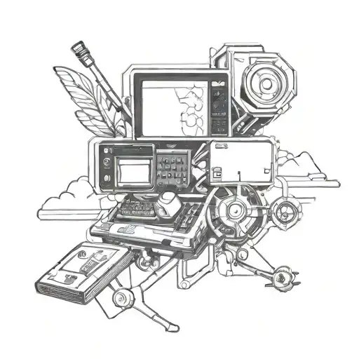 Minimalis computer diagrams tattoo design idea