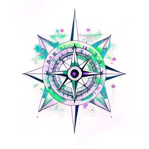 roses, compass, southern cross constellation, feminine  tattoo design idea