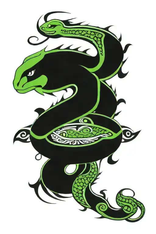 green anaconda wrapped tattoo design idea