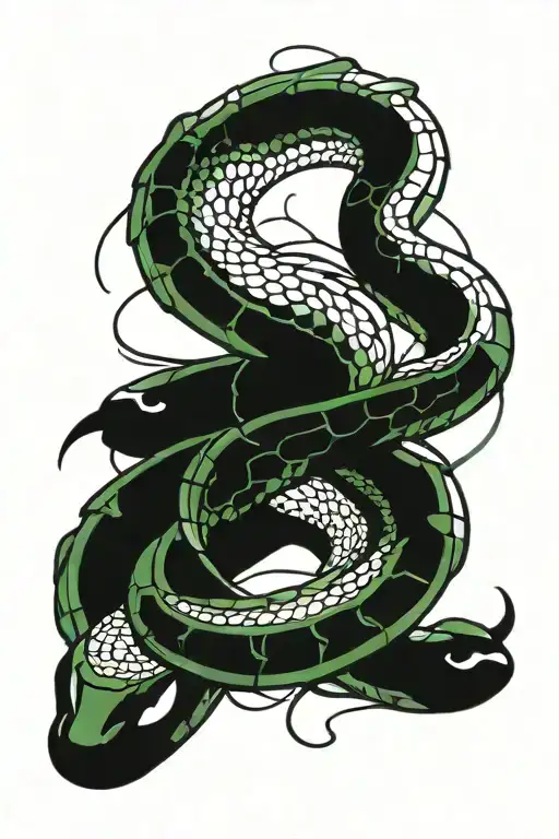 green anaconda wrapped tightly tattoo design idea