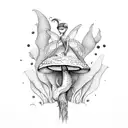 fairy with mushroom tattoo design idea