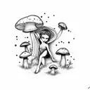 fairy with mushroom tattoo design idea