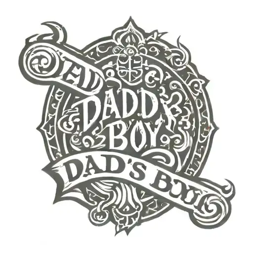 tribal slag tag with text Daddy's boy sitting tattoo design idea