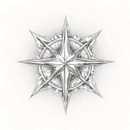 a chrome star with its center igniting  tattoo design idea