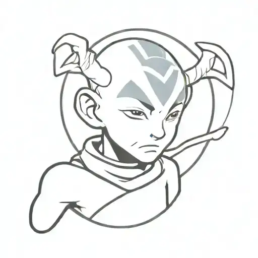 Avatar Aang with Appa  tattoo design idea