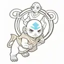 Avatar Aang with Appa  tattoo design idea