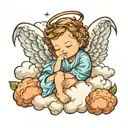 baby angel sleeping on clouds tattoo design idea