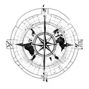 Map of the world with a compass tattoo design idea