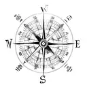 Map of the world with a compass tattoo design idea